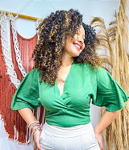 CROPPED MAYSA-  COLEÇÃO - ALTO VERÃO-VERDE