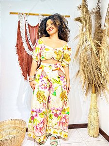 CALÇA PANTALONA -  COLEÇÃO - VERÃO -BEGE