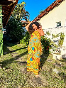 VESTIDO PATRÍCIA - ALTO VERÃO-AMARELO - VISCOSE PRÉ LAVADO