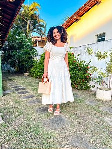 VESTIDO ELZA  -VERÃO EUROPEU -CRU-LINHO