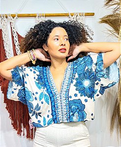 BLUSA ANGELITA - ALTO VERÃO - AZUL -VISCOSE PRÉ LAVADO