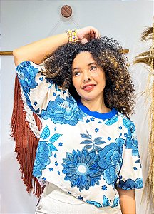 BLUSA GOLINHA - ALTO VERÃO - AZUL -VISCOSE PRÉ LAVADO