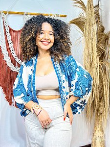 KIMONO LASTEX - ALTO VERÃO -AZUL - VISCOSE PRÉ LAVADO