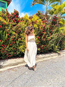 VESTIDO CLARICE- ITÁLIA-CRU - VISCOSE 70% LINHO 30%