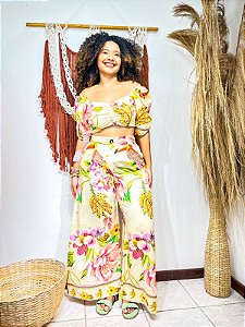 CALÇA PANTALONA -  COLEÇÃO - VERÃO -BEGE