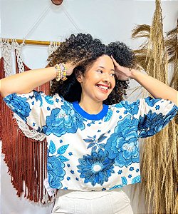 BLUSA GOLINHA - ALTO VERÃO - AZUL -VISCOSE PRÉ LAVADO