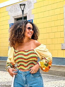 CROPPED LASTEX - SALVADOR E SEUS ENCANTOS -VISCOSE PRÉ LAVADO