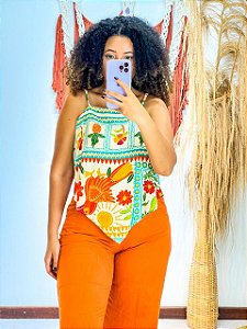 BLUSA PRISCILLA- ESTAÇÕES-VERDE -VISCOSE PRÉ LAVADO ,GRAMADURA 140