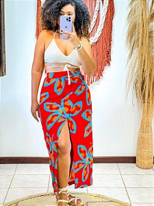 SAIA  LIZ - ESTAÇÕES - VERMELHO - VISCOSE PRÉ LAVADO ,GRAMADURA 140