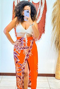 SAIA  LIZ - ESTAÇÕES - LARANJA -VISCOSE PRÉ LAVADO ,GRAMADURA 140