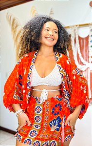 CONJUNTO AMORA- ESTAÇÕES-LARANJA-VISCOSE PRÉ LAVADO ,GRAMADURA 140