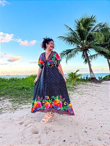 VESTIDO MORCEGO - BELEZA TROPICAL -VISCOSE PRÉ LAVADO