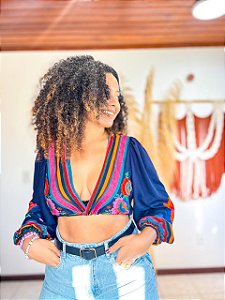CROPPED GABRIELA - ESTAÇÕES - FLORES-VISCOSE PRÉ LAVADO