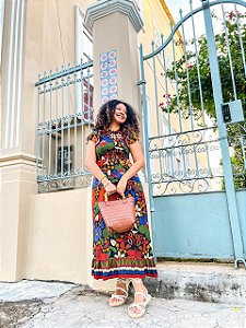VESTIDO CLARA - FLOR DO SERTÃO-VISCOSE PRÉ LAVADO