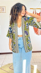 KIMONO  - BOHO CHIC-VERDE - VISCOSE PRÉ LAVADO