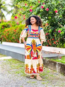 VESTIDO AMÁLIA - BOHO - BRANCO -VISCOSE PRÉ LAVADO