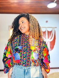 CAMISA BOTÕES- BELEZA TROPICAL -VISCOSE PRÉ LAVADO