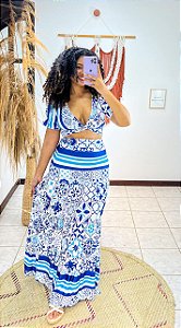 CONJUNTO LUZ COM MANGA- CIDADE DOS AZULEJOS - AZUL-FLUITY POLIAMIDA