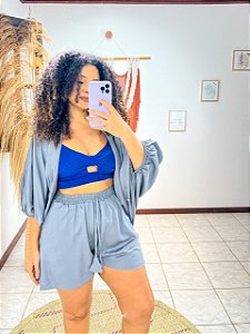 CONJUNTO KIMONO LASTEX - ESTAÇÕES-CINZA -VISCOSE PRÉ LAVADO ,GRAMADURA 140