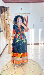 VESTIDO VITÓRIA - ESTAÇÕES-PRETO -VISCOSE PRÉ LAVADO ,GRAMADURA 140