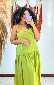VESTIDO BATINHA - PRIMAVERA VERÃO -VERDE-VISCOSE PRÉ LAVADO ,GRAMADURA 140