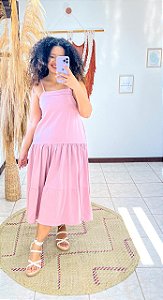 VESTIDO BATINHA - PRIMAVERA VERÃO -ROSA -VISCOSE PRÉ LAVADO ,GRAMADURA 140