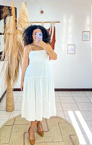 VESTIDO BATINHA - PRIMAVERA VERÃO -BRANCO -VISCOSE PRÉ LAVADO ,GRAMADURA 140