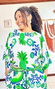 CONJUNTO PAULA - PRIMAVERA VERÃO -VERDE -VISCOSE PRÉ LAVADO GRAMADURA 140