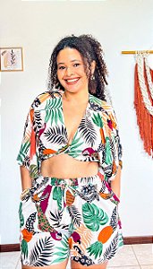 CONJUNTO PAULA - PRIMAVERA VERÃO -MARROM-VISCOSE PRÉ LAVADO GRAMADURA 140