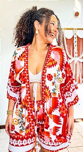 CONJUNTO LETÍCIA- PRIMAVERA VERÃO -LARANJA -VISCOSE PRÉ LAVADO ,GRAMADURA 140