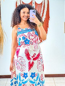 VESTIDO ISADORA - PRIMAVERA VERÃO -AZUL-VISCOSE PRÉ LAVADO ,GRAMADURA 140