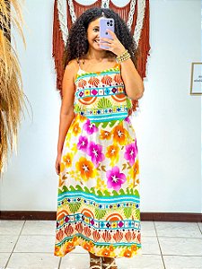 VESTIDO ISADORA - PRIMAVERA VERÃO -COLORIDO-VISCOSE PRÉ LAVADO ,GRAMADURA 140