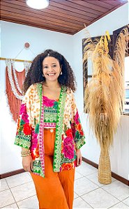 CONJUNTO KIMONO LÍDIA - PRIMAVERA VERÃO -COLORIDO- VISCOLINHO