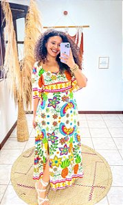 VESTIDO LÍGIA - PRIMAVERA VERÃO -COLORIDO- VISCOLINHO