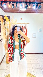 KIMONO  - PRAIA URBANA -VERDE- VISCOSE PRÉ LAVADO