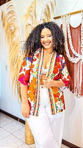 KIMONO  - PRAIA URBANA -LARANJA- VISCOSE PRÉ LAVADO