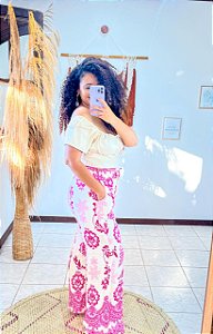 CALÇA PANTALONA AMORA -G- SOL DE VERÃO  -ROSA - VISCOLINHO