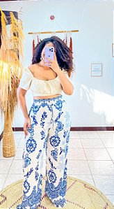 CALÇA PANTALONA AMORA -G - SOL DE VERÃO  -AZUL - VISCOLINHO
