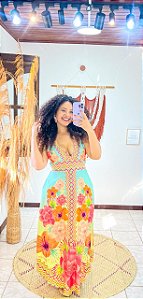 VESTIDO JASMIM - PRAIA URBANA -DETALHE VERMELHO - VISCOSE PRÉ LAVADO