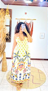 VESTIDO EMÍLIA ALCINHA - AMARELO- SOL DE VERÃO - VISCOSE PRÉ LAVADA