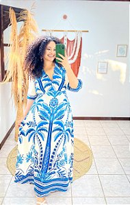 VESTIDO CAMILA BORDADO- G-PRAIA URBANA-AZUL -VISCOSE PRÉ LAVADO ,GRAMADURA 260