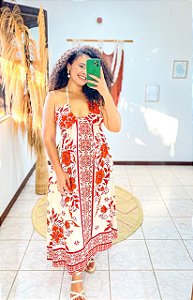 VESTIDO MAITÊ- G-PRAIA URBANA-LARANJA E VERMELHO -VISCOSE PRÉ LAVADO ,GRAMADURA 260