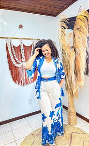 CALÇA PANTALONA - SOL DE VERÃO -AZUL- VISCOSE PRÉ LAVADO