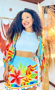 CONJUNTO AMORA - ALTO VERÃO- AZUL CLARO-  -VISCOSE PRÉ LAVADO ,GRAMADURA 140