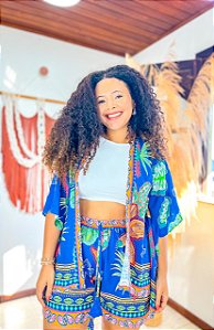 CONJUNTO LETÍCIA- ALTO VERÃO- AZUL - VISCOSE PRÉ LAVADO ,GRAMADURA 140