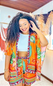 CONJUNTO LETÍCIA- ALTO VERÃO- LARANJA- VISCOSE PRÉ LAVADO ,GRAMADURA 140