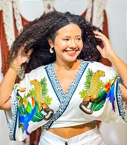 CROPPED MORCEGO - FLORA BRASILEIRA-VISCOSE PRÉ LAVADO