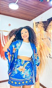 CONJUNTO AMORA - ALTO VERÃO- AZUL ESCURO -  -VISCOSE PRÉ LAVADO ,GRAMADURA 140