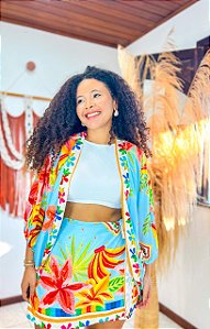 CONJUNTO AMORA - ALTO VERÃO- AZUL CLARO-  -VISCOSE PRÉ LAVADO ,GRAMADURA 140