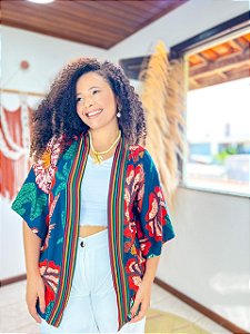 KIMONO  - PRAIA URBANA -AZUL - VISCOSE PRÉ LAVADO